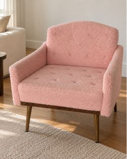 Pink Boucle Accent Chair