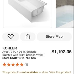 Avec 72 in. x 36 in. Soaking Bathtub with Right Drain in White