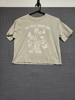 Do Not Disturb My Vibe Floral Graphic T Shirt Sage Green