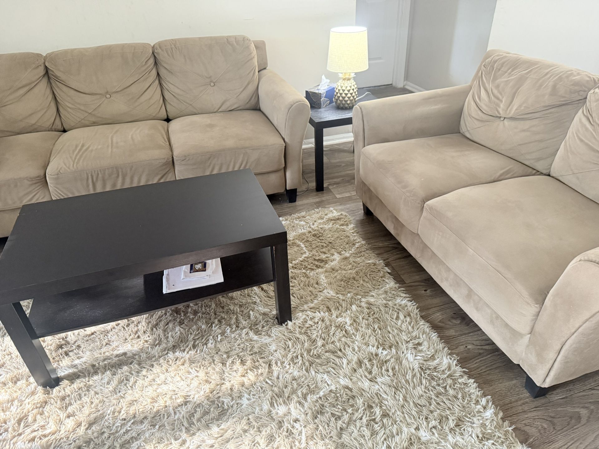 Sofa + Loveseat. 2 Piece Living Room Set With Table.
