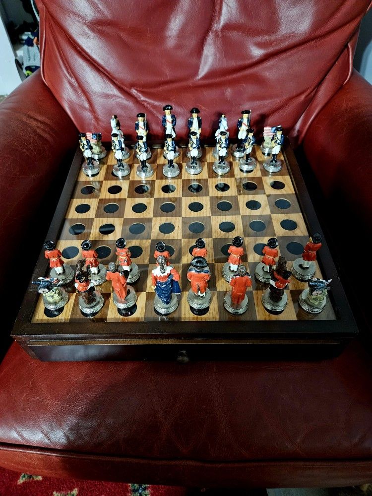 Revolutionary war chest and checker set