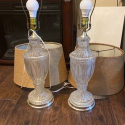 Vintage Pair Cut Crystal Lamp