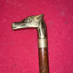 Vintage brass horse head walking stick