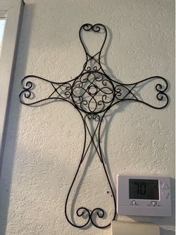 Metal scroll Cross, Black 17x23.5 $10