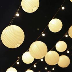 24 Pieces 10” Beige Round ChinesePaper Lanterns For Party Wedding Baby Shower Bridal Shower Home Decorations Suppliers