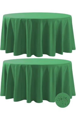 Fokitut 2 Pack Waterproof Round Tablecloth, 108 Inch, Stain Resistant And Wrinkle Polyester Table Cloth, Fabric Table Cover For Kitchen Dining, Weddin