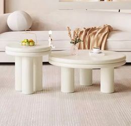 Cloud Coffee Table Set of 2, Modern Irregular Coffee Table with Small End Table, 2 in 1 Nesting Center Table for Living Room Bedroom Office(A Set,33.5