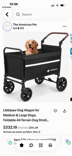 Libbipaw Foldable Black Dog Wagon Holds up to 100#’s