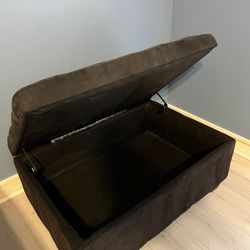 Dark Brown “Suede” Storage Cocktail Ottoman