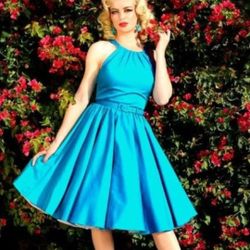 Pinup Couture Teal Blue Harley Swing Dress (Size XL)