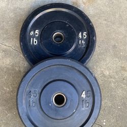 Pair Of 45 LB Olympic Bumper Plates 2” Hole