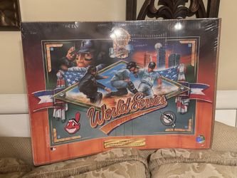 Vintage 1997 Florida Marlins Vs Cleveland Indians World Series Bended Poster.