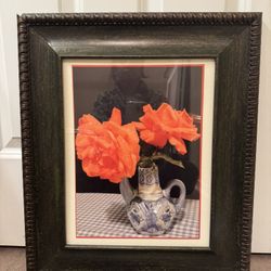 Framed Floral Art Print 19.75x17”