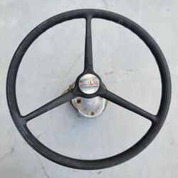 Vintage Duotrop 15" Black 3 Spoke Steering Wheel Wood Speed Boat