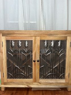 Wood cabinet with wine shelves