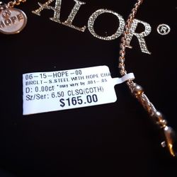 ALOR HOPE BRACLET SIZE 6.5 WITH EXTENTION ROSE GOLD OVER STAINLESS STEEL BOX LINK CHAIN