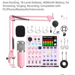 Podcast Equipment Bundle: SN800 Mixer with XLR Mic, Auto Ducking, 16-Level DeNoise, 4000mAh Battery, for Streaming, Singing, Recording, Compatible wit