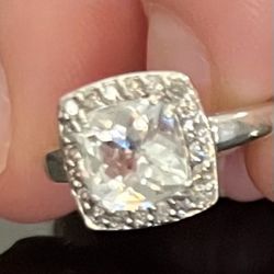 14 K White Gold Aquamarine And Diamond Ring 