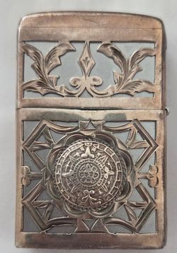 Vintage MEXICAN 925 Sterling MAYAN AZTEC CALENDAR ZIPPO LIGHTER