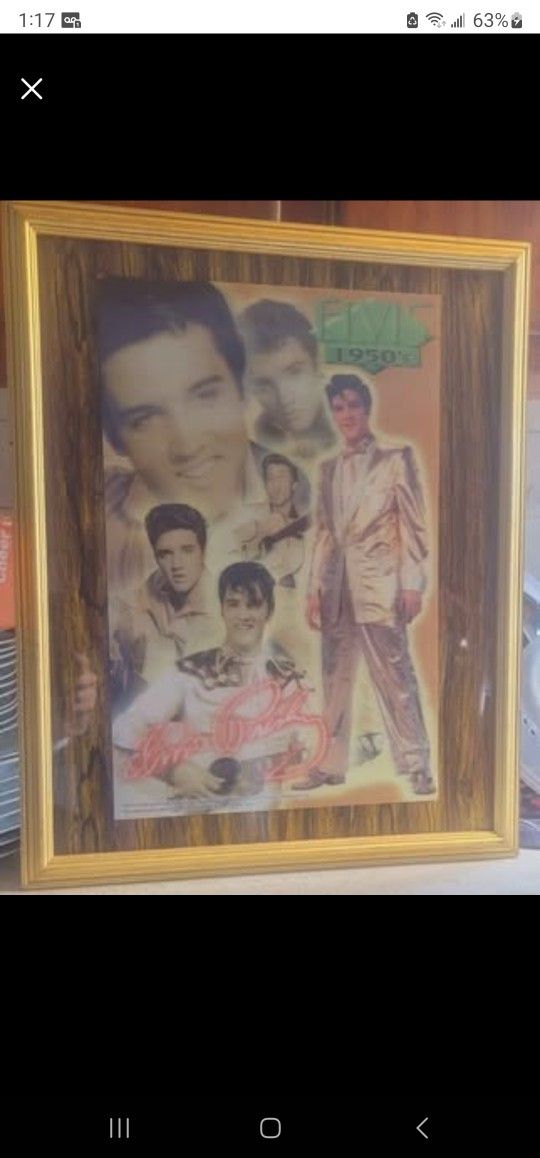 3-D Elvis Presley 1950's Lenticular Holographic Framed Large Picture Poster