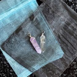 Amethyst & Clear Quartz Pendants 