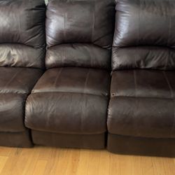 Brown Leather Sofa & Love Seat 