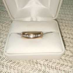 (Pending)New Men' Sz 11 Yellow Gold Plated  Cz Round Stones All Around The Ring  As