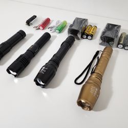 4pcs XHP70/50, Tactical Flashlight High Powered Torch Light High Lumen Zoomable Adjust

