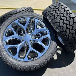 22” Wheels Tires Chevy Chevrolet Silverado 1500 Tahoe Suburban Avalanche Cadillac Escalade GMC Sierra Yukon Denali Black Rims 285/45R22