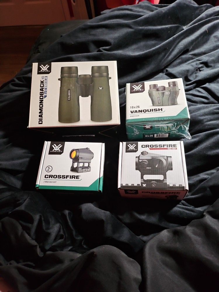 VORTEX BINOCULARS AND CROSSFIRE RED DOT