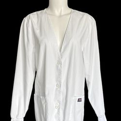 Cherokee Women's Long Sleeves Multi-Pocket Workwear Scrub White Size Small