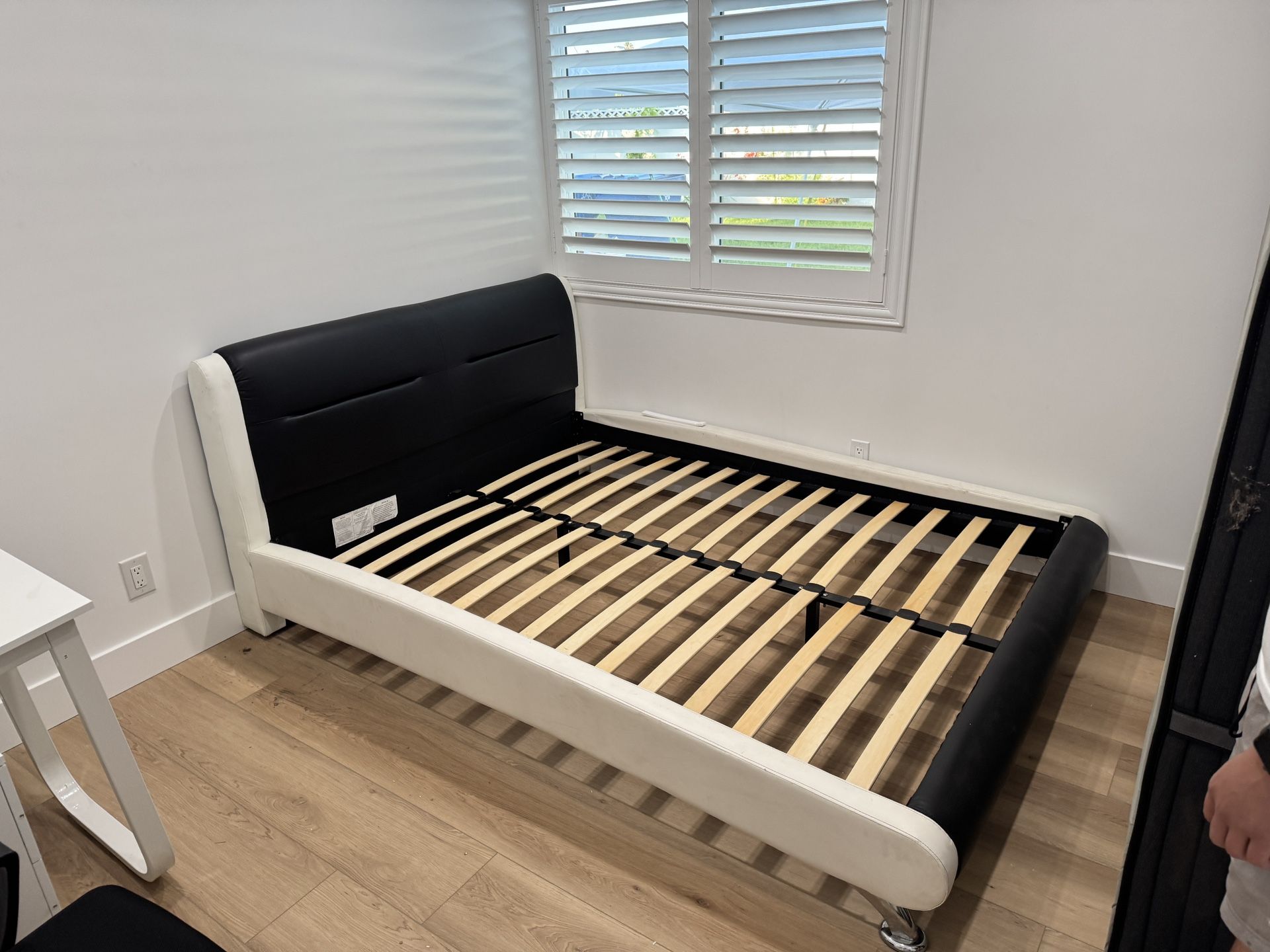 Black & White Leather Bed Frame