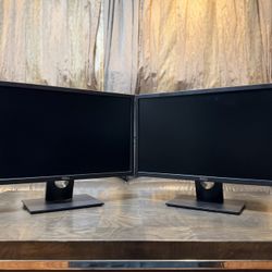 Two ( dual ) DELL E2417H 24” flatscreen widescreen Full HD 1080p VGA DP comfort display computer monitors