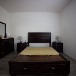 Bed Frame An Headboard, Night Stand, Dresser And Mirror 