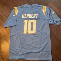 Herbert 10 Chargers Football Gear Fully Stitched (small To 3Xl) 
