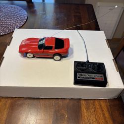 Vintage Nikko RC Red Corvette. Remote Control Car. 