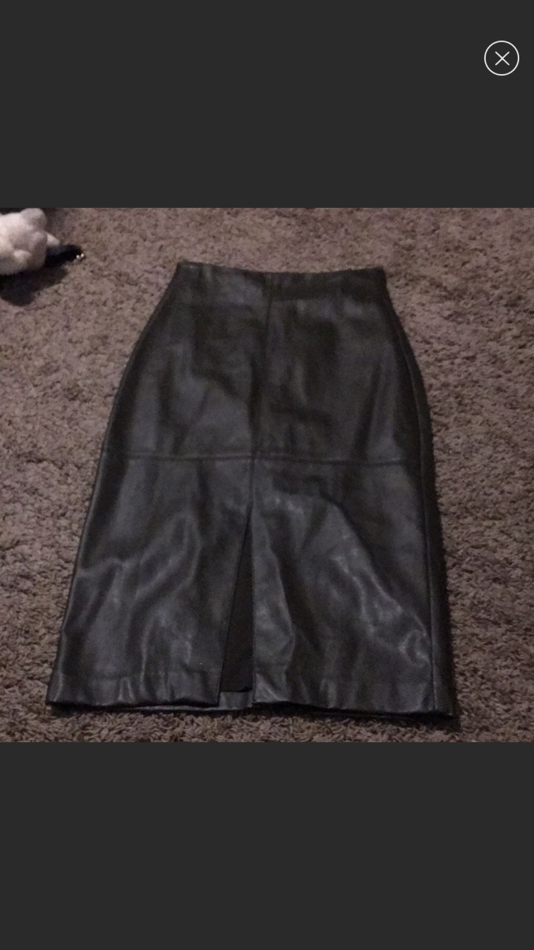 Green Leather Knee Skirt