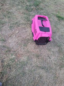 Pink Plastic Pet Travel Carrier Crate