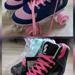 2 New Adult Quad Roller Skates - 6/7.5 M, 7/8.5 W, 38/40 EU