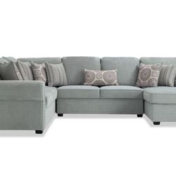 Baby Blue Left-Arm Facing Sectional With Storage & Bed
