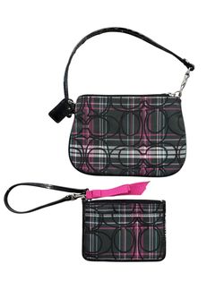 COACH PLAID TARTAN WRISTLET WALLET #32361