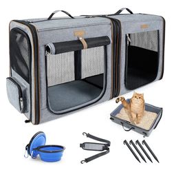 New!✨ 41.7x19.7x19.7 2in1 Travel Cat Carrier With Litter box