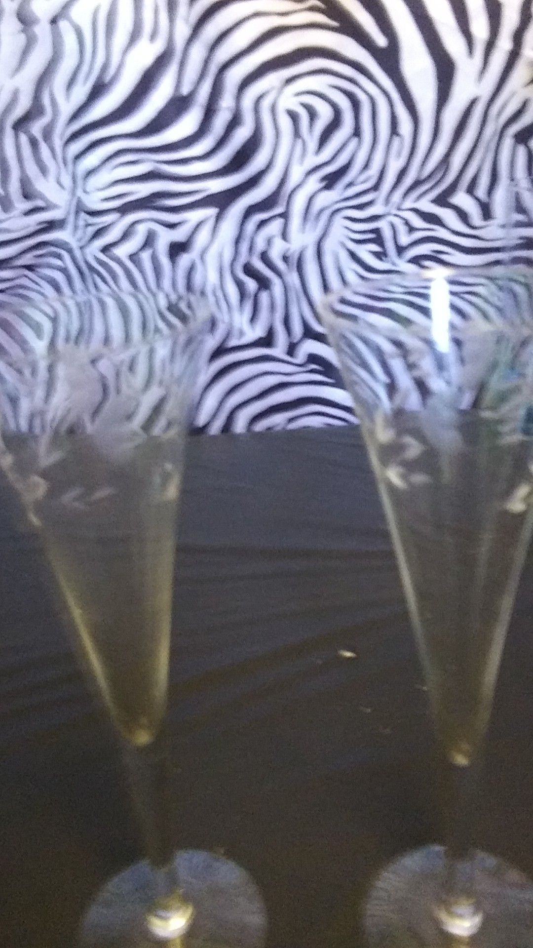 2 princess Crystal house champagne glasses set