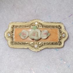 1970s 1928 Enamel Porcelain Pin Brooch
