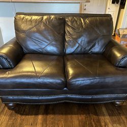 Leather Loveseat Sofa With Sturdy Wood Frame