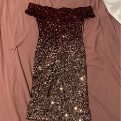 Size 3 Pink And Rose Gold Sequin Dress