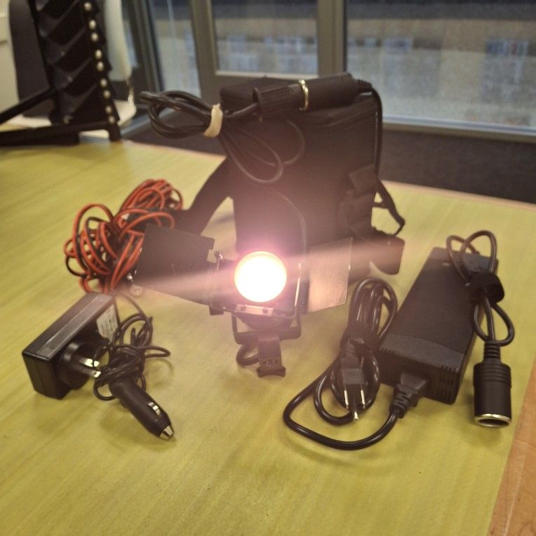 FOR SALE 2 of 2 - Frezzi 100W Mini-Fill Dimmer-Barn Doors Video Light, Bescor Video Light Portable 12V9A Battery, DC-AC Converter, DC Ext. Cord