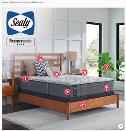 Queen Bed with grey headboard and frame = Sealy Posturepedic 13” Mattress/boxspring, Grey Platform Bed w/ Headboard Included