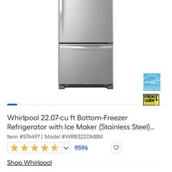 Bottom-Freezer Refrigerator w/ Ice Maker - Stainless Steel
