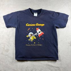 Vintage Curious George Houston We Have A Monkey Kids Youth M 10-12 Blue Rare#2B
